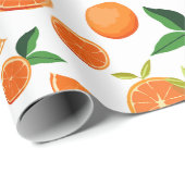 Orange Citrus Botanisches Muster Geschenkpapier (Rolleneckpunkt)