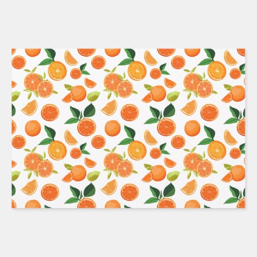 Orange Citrus Botanisches Muster Geschenkpapier Set (Vorderseite 3)