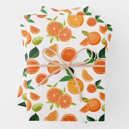 Orange Citrus Botanisches Muster Geschenkpapier Set (Beispiel)