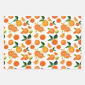 Orange Citrus Botanisches Muster Geschenkpapier Set (Vorderseite)