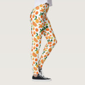 Orange Citrus Botanisches Muster Leggings (Rechts)