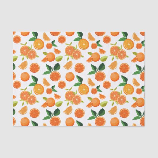 Orange Citrus Botanisches Muster Seidenpapier (Vorderseite)