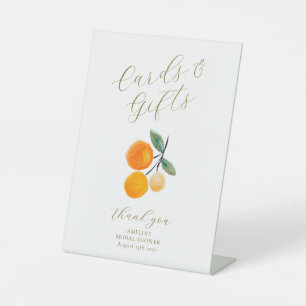 Orange Citrus Brautparty Custom Cards Geschenke Sockelschild