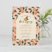 Orange Citrus Brautparty Einladung (Stehend Vorderseite)
