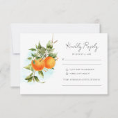 Orange Citrus Calligraphy Wedding RSVP Card (Vorderseite)