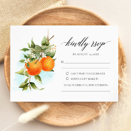 Orange Citrus Calligraphy Wedding RSVP Card