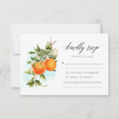 Orange Citrus Calligraphy Wedding RSVP Card (Vorderseite)