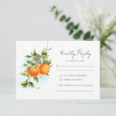 Orange Citrus Calligraphy Wedding RSVP Card Karte (Stehend Vorderseite)