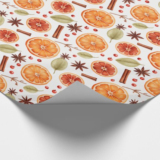 Orange Citrus Cinnamon Holiday Pattern Geschenkpapier (Ecke)