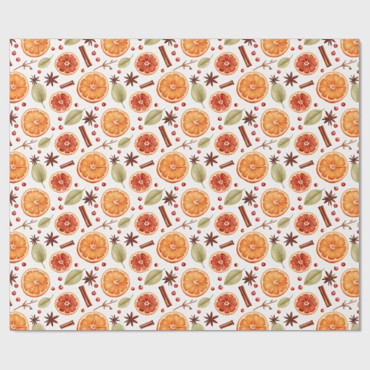 Orange Citrus Cinnamon Holiday Pattern Geschenkpapier (Flach)