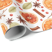 Orange Citrus Cinnamon Holiday Pattern Geschenkpapier (Rolleneckpunkt)