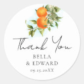 Orange Citrus Danke Hochzeit Runder Aufkleber (Vorderseite)