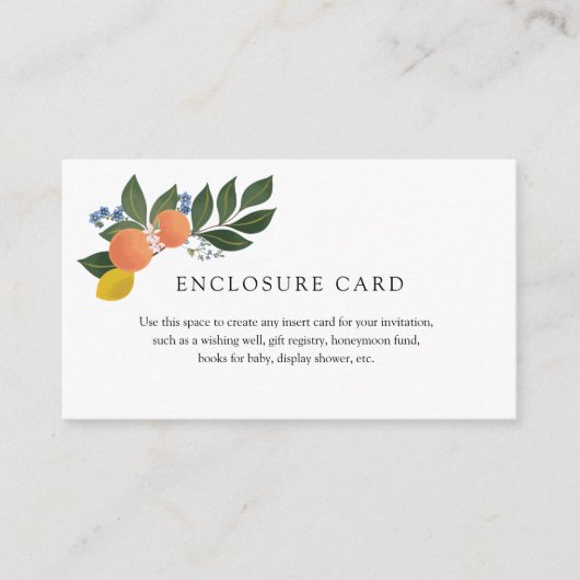 Orange Citrus Enclosure Card Begleitkarte (Vorderseite)