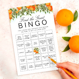 Orange Citrus Finde die Gast Bingo Game Card