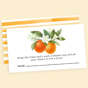 Orange Citrus Floral Babyparty-Windel-Raffle Begleitkarte