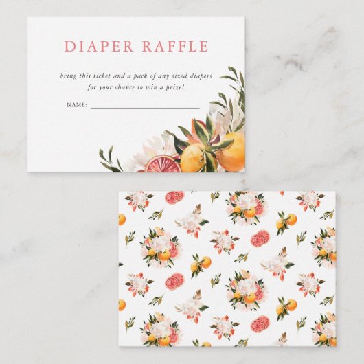 Orange Citrus Floral Botanical | Windelrumpf Begleitkarte (Vorne/Hinten)