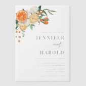 Orange Citrus Floral Minimal Wedding Overlay Pergament Einladungen (Vorderseite)