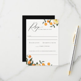 Orange Citrus Floral Wedding Food Allergie UAwg RSVP Karte