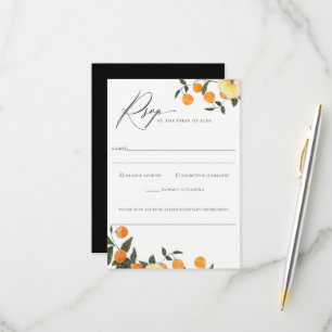 Orange Citrus Floral Wedding Food Allergie UAwg RSVP Karte
