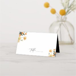 Orange Citrus Floral Wedding Platzkarte