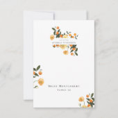 Orange Citrus Floral Wedding Platzkarte (Vorderseite)