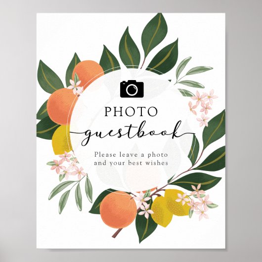 Orange Citrus Foto Guestbook-Zeichen Poster (Vorne)