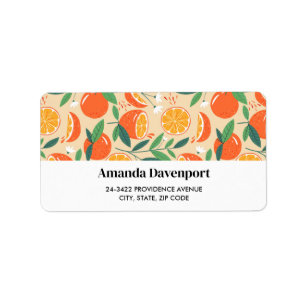 Orange Citrus Frucht Retro Muster Adressaufkleber