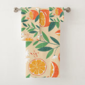 Orange Citrus Frucht Retro Muster Badhandtuch Set (Insitu)