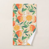 Orange Citrus Frucht Retro Muster Badhandtuch Set (Handtuch)