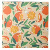 Orange Citrus Frucht Retro Muster Fliese (Vorderseite)
