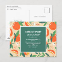 Orange Citrus Frucht Retro Muster Geburtstag Einla