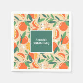 Orange Citrus Frucht Retro Muster Geburtstag Serviette (Vorderseite)