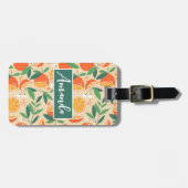 Orange Citrus Frucht Retro Muster Gepäckanhänger (Vorderseite horizontal)