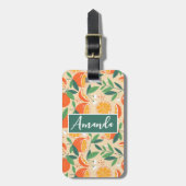 Orange Citrus Frucht Retro Muster Gepäckanhänger (Vorderseite vertikal)