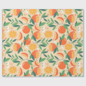 Orange Citrus Frucht Retro Muster Geschenkpapier (Flach)