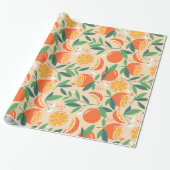 Orange Citrus Frucht Retro Muster Geschenkpapier (Ungerollt)