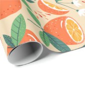 Orange Citrus Frucht Retro Muster Geschenkpapier (Rolleneckpunkt)