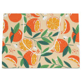 Orange Citrus Frucht Retro Muster Große Geschenktüte (Vorderseite)