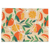 Orange Citrus Frucht Retro Muster Große Geschenktüte (Rückseite)