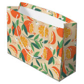 Orange Citrus Frucht Retro Muster Große Geschenktüte (Rückseite Schrägansicht)