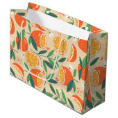 Orange Citrus Frucht Retro Muster Große Geschenktüte (Vorderseite Schrägansicht)