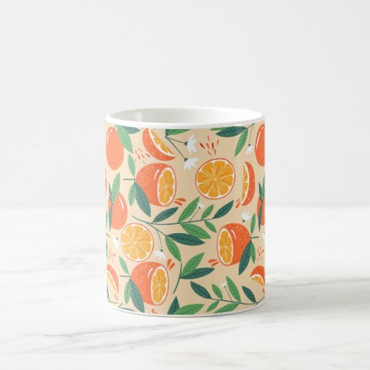 Orange Citrus Frucht Retro Muster Kaffeetasse (Mittel)