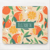 Orange Citrus Frucht Retro Muster Mousepad (Vorne)