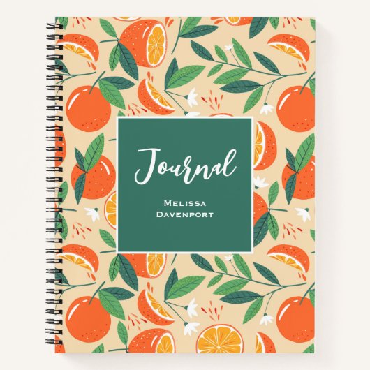 Orange Citrus Frucht Retro Muster Notizblock (Vorderseite)