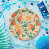Orange Citrus Frucht Retro Muster Pappteller (Party)