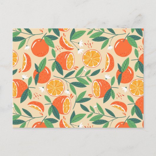 Orange Citrus Frucht Retro Muster Postkarte (Vorderseite)