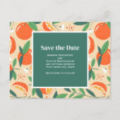 Orange Citrus Frucht Retro Muster Save the Date Einladungspostkarte (Vorderseite)