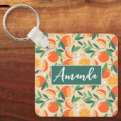 Orange Citrus Frucht Retro Muster Schlüsselanhänger (Vorderseite)