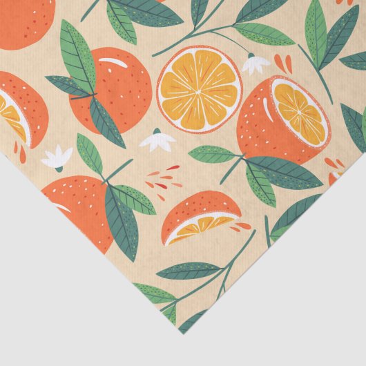 Orange Citrus Frucht Retro Muster Seidenpapier (Ausschnitt)