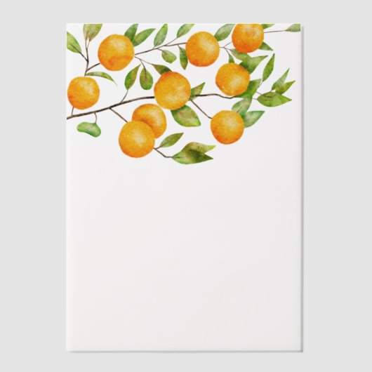 Orange Citrus Fruchtbaum Wasserfarbe Pergament Einladungen (Vorderseite)